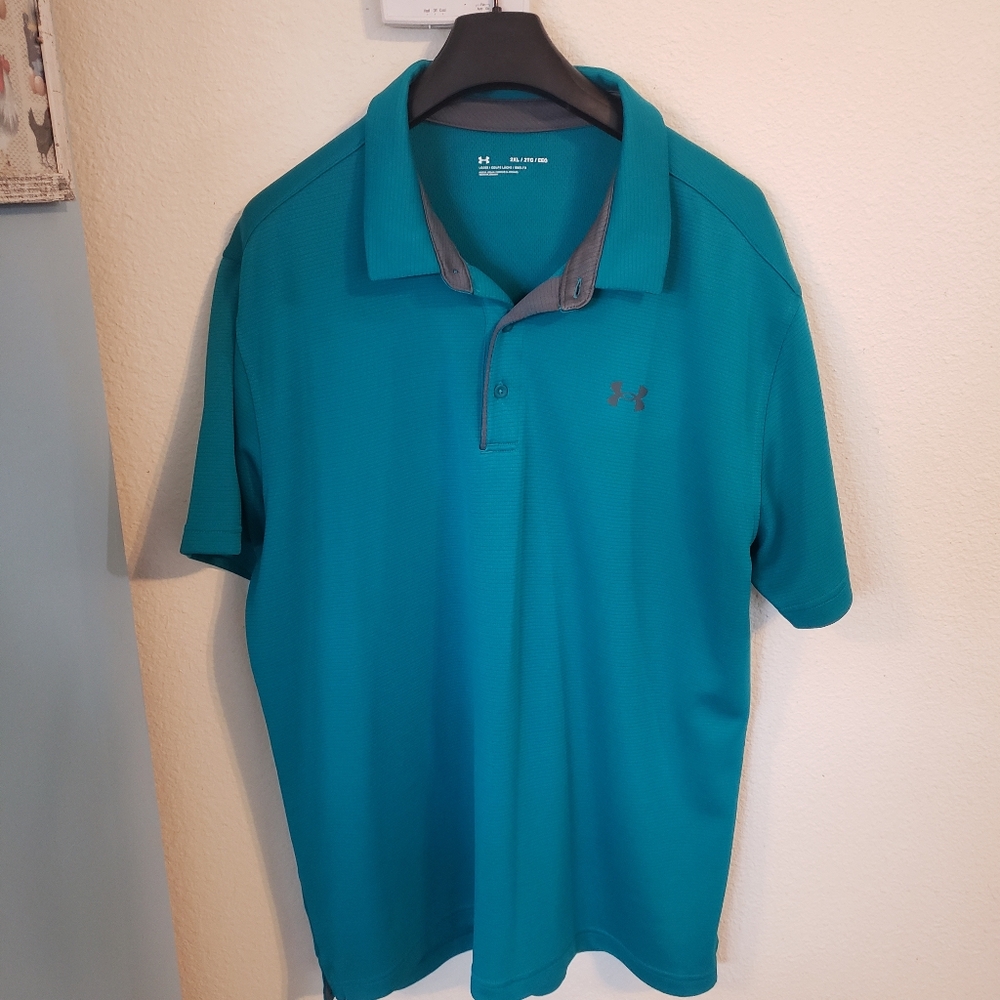 Men’s Under Armour Golf Shirt Size XL Aqua